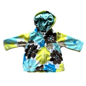 Flower Fleece Sweater Zip Up Like New‎ 6 Month 4098*